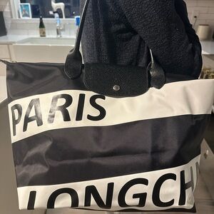 Longchamp Paris Black and White Tote